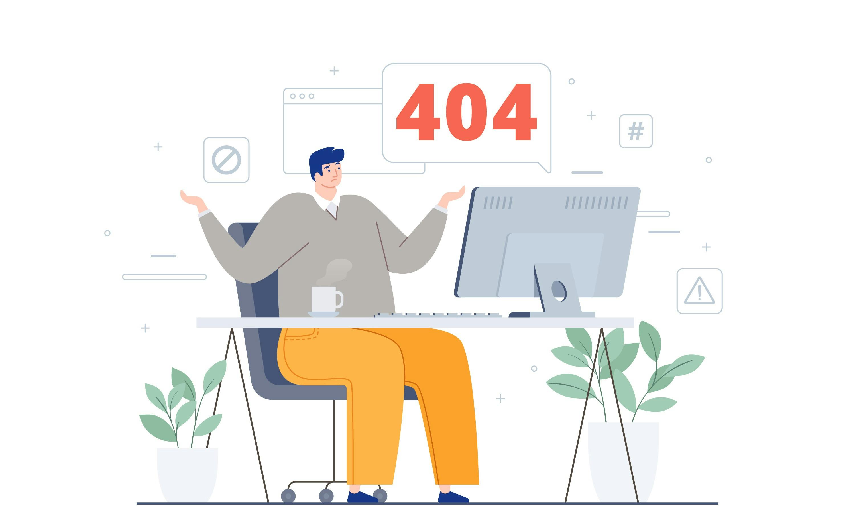 Illustration of a 404 error.